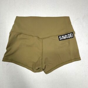 Savage Barbell Olive High Waist Athletic Shorts Womens Large Booty Boxing EUC